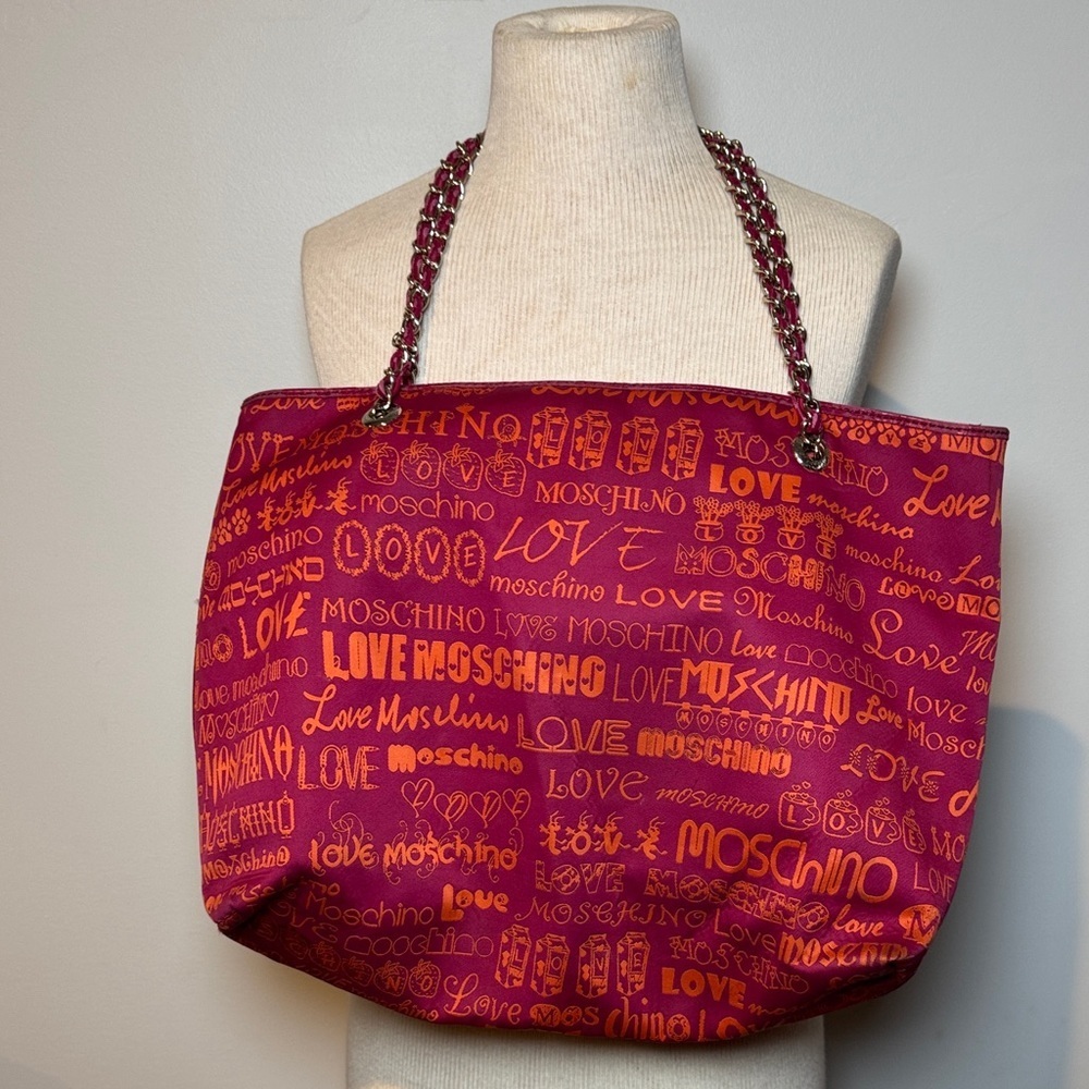 Love Moschino Red and Orange Script Tote